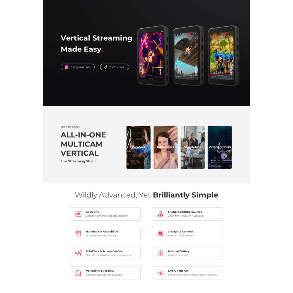 YoloLiv Instream Vertical Live Streaming Encoder and Monitor