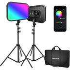 NEEWER RGB168 Diffused LED Video Light with Light Stand - 2 Pack