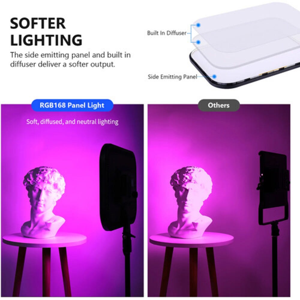 NEEWER RGB168 Diffused LED Video Light with Light Stand - 2 Pack