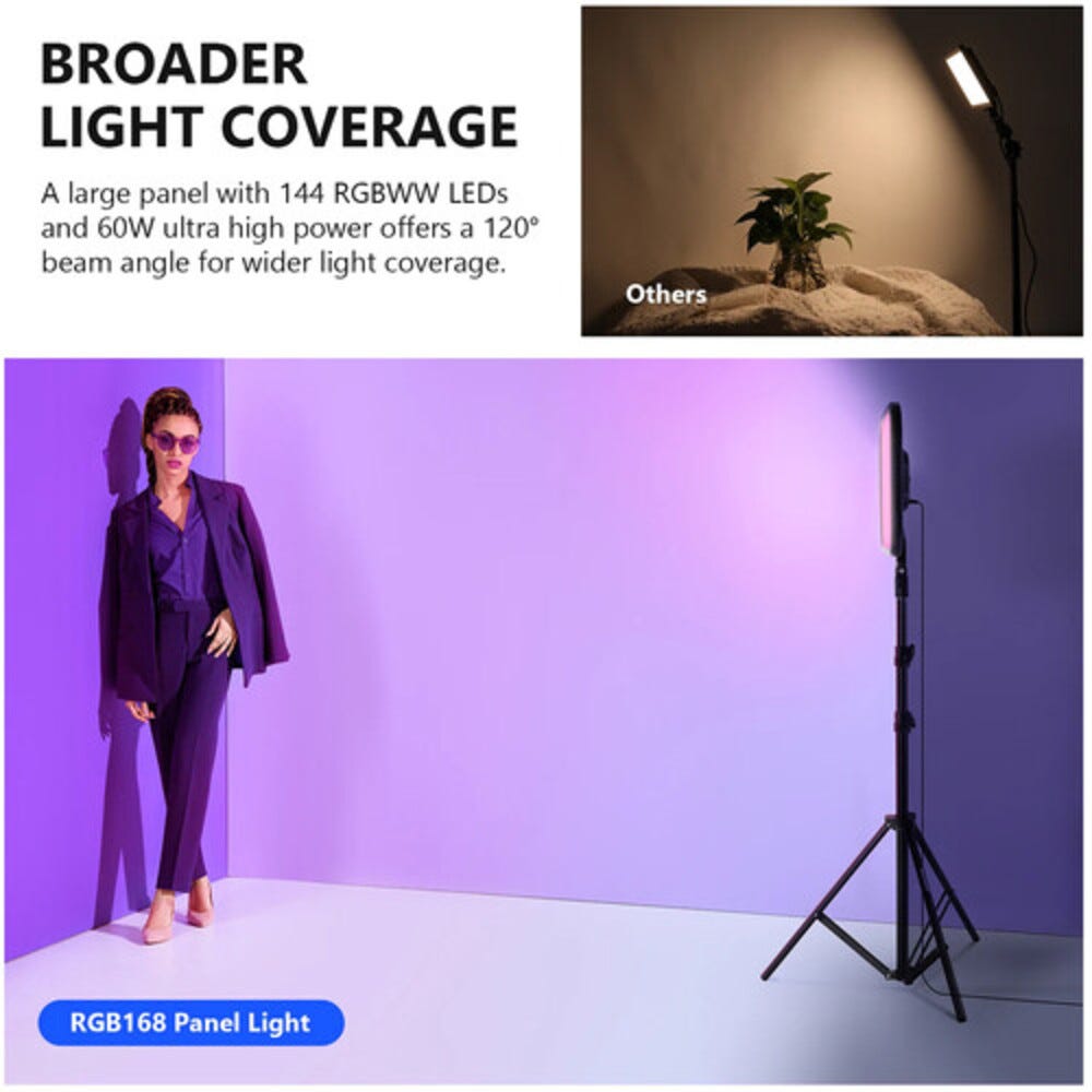 NEEWER RGB168 Diffused LED Video Light with Light Stand - 2 Pack