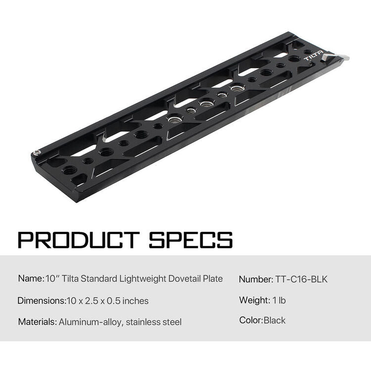Tilta 10" Lightweight Standard Dovetail Plate - Black