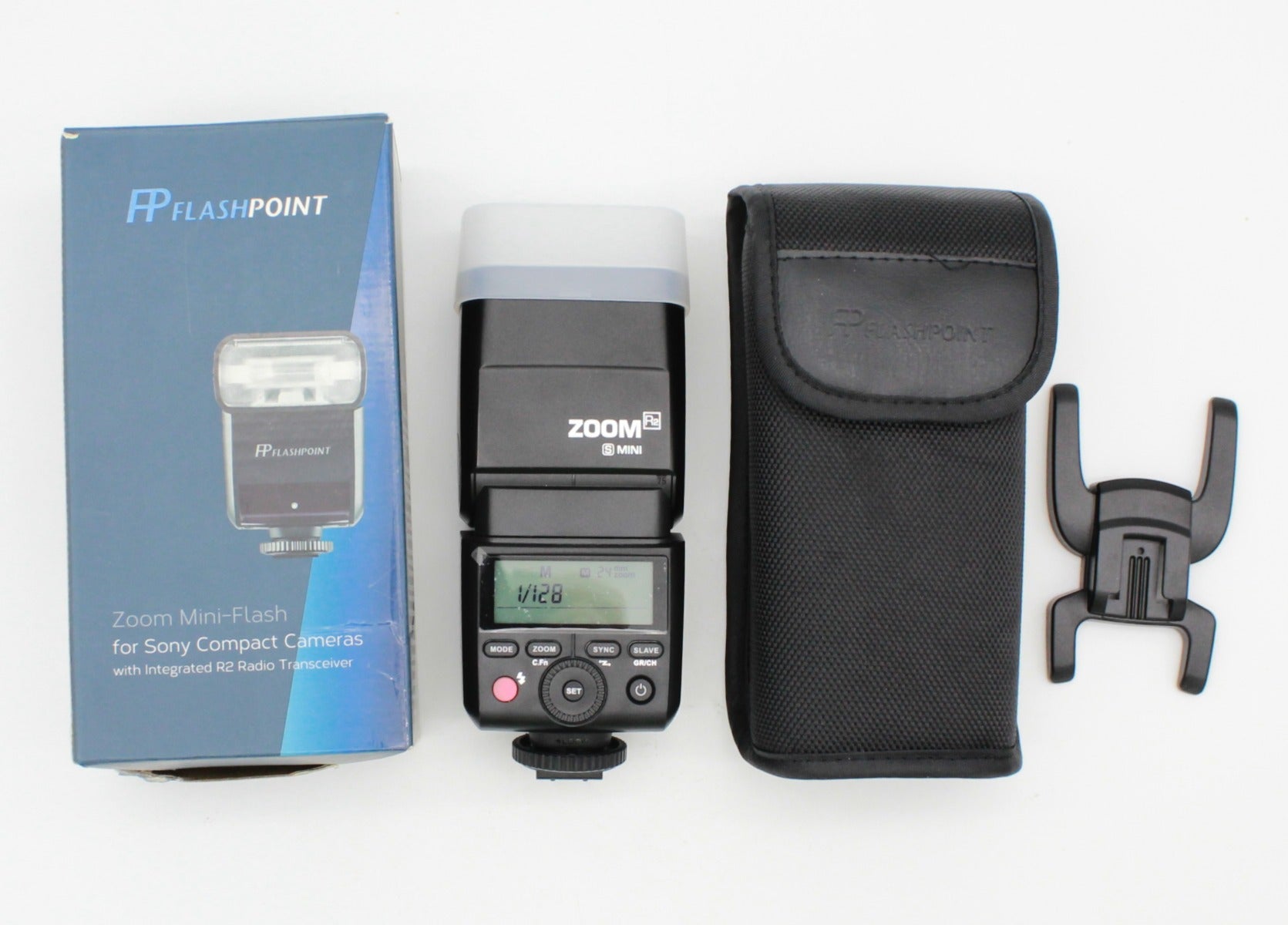Used Flashpoint Zoom Mini Flash for Sony with integrated R2 Radio Transceiver