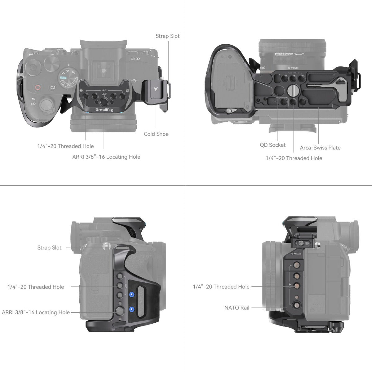 SmallRig "Rhinoceros" Basic Cage Kit for Sony Alpha 7R V / Alpha 7 IV / Alpha 7S III 3708