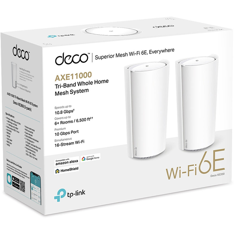 TP-Link Deco XE200 AXE11000 Tri-Band Mesh WiFi 6E System (2 Pack)