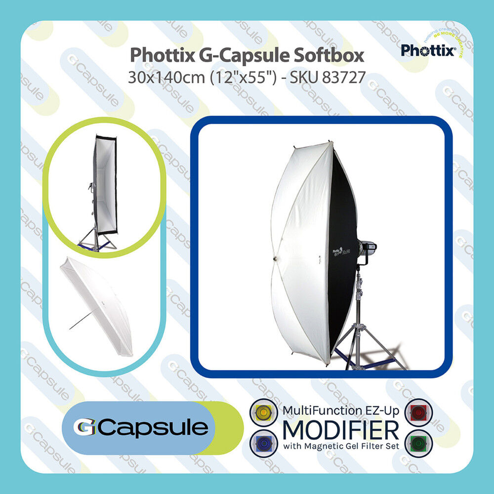 Phottix - G-Capsule Rectangle Softbox Kit -Strip-30x140cm