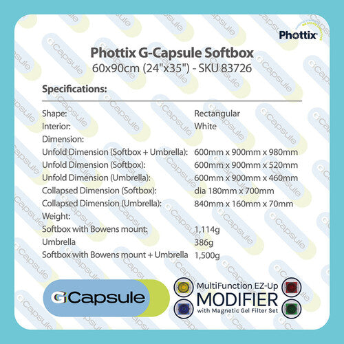 Phottix - G-Capsule Rectangle Softbox Kit-60x90cm 