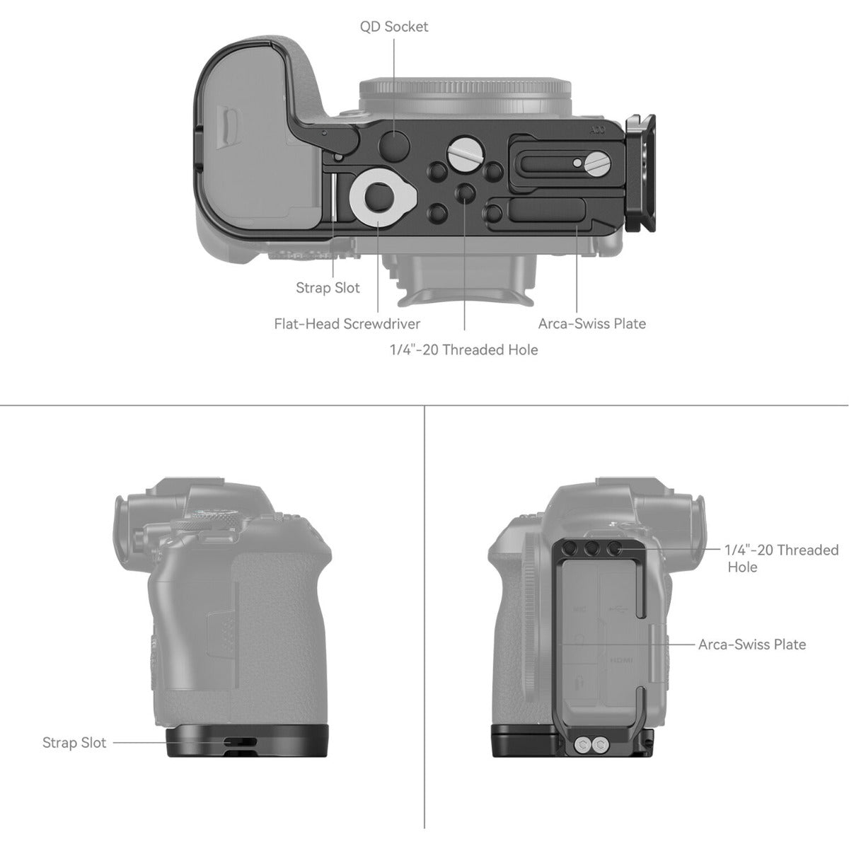 SmallRig L-Shape Mount Plate for Canon EOS R6 Mark II / R5 / R5 C / R6 4160