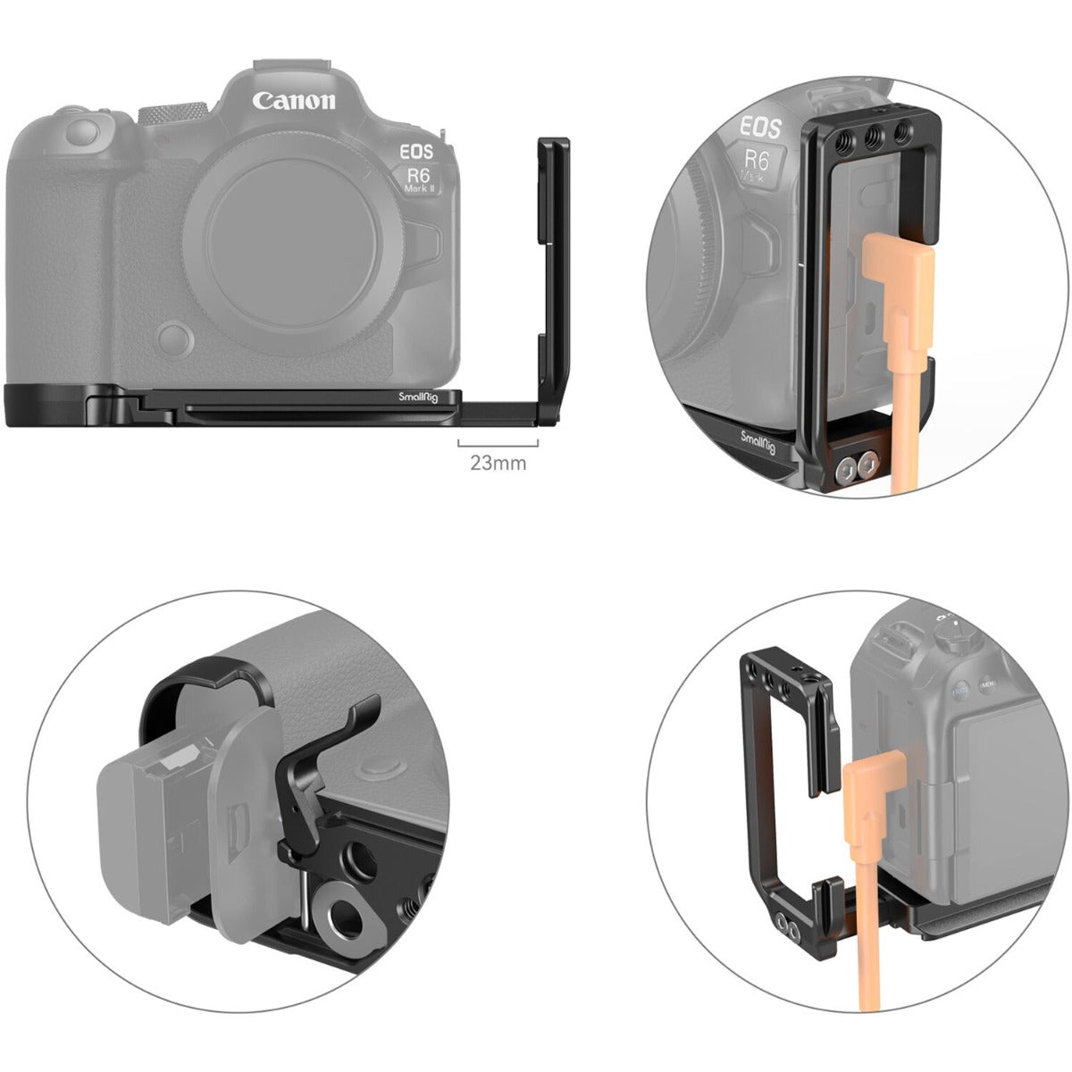 SmallRig L-Shape Mount Plate for Canon EOS R6 Mark II / R5 / R5 C / R6 4160
