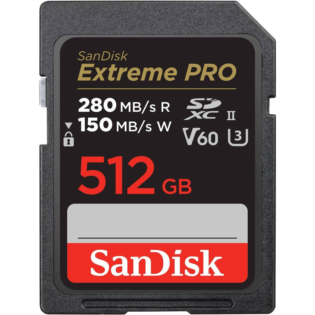 SanDisk Extreme Pro SDXC 512GB 280MB/s R 100MB/s V60 U3 C10 UHS-II Card