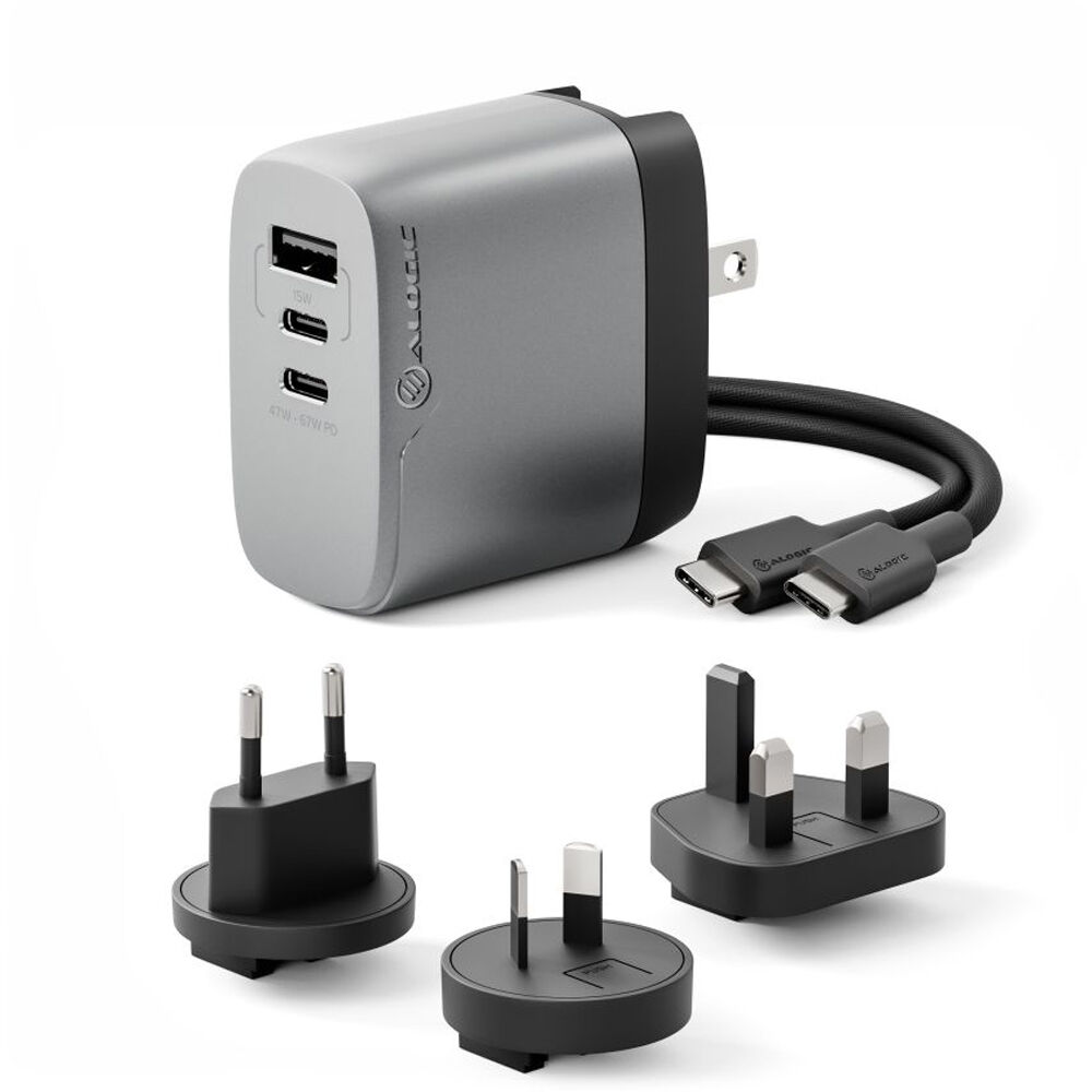ALOGIC 3X67 Rapid Power 67W Multi Country GaN Charger - Space Grey