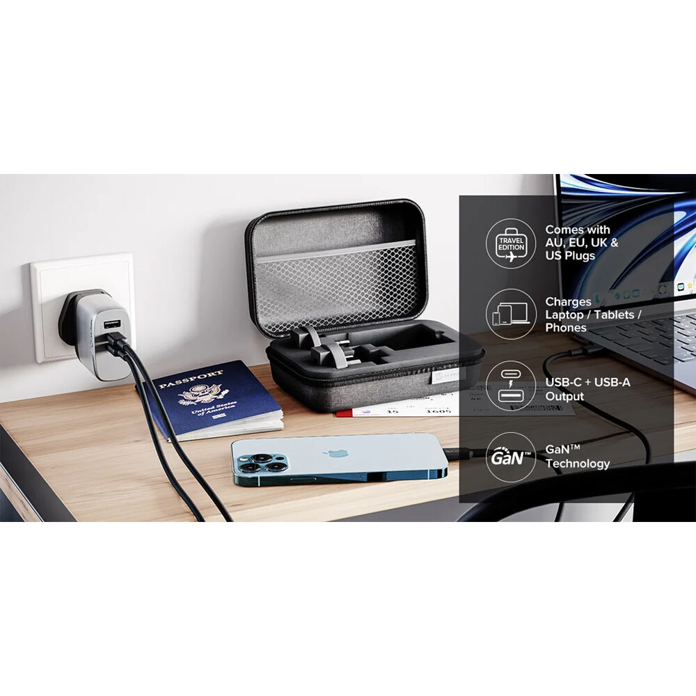 ALOGIC 3X67 Rapid Power 67W Multi Country GaN Charger - Space Grey