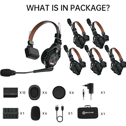 Hollyland Solidcom C1 Pro-6S Full-Duplex Wireless Intercom System with 6 Headsets