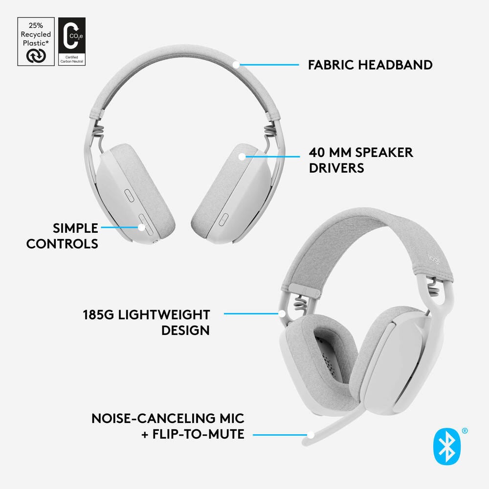 Logitech Zone Vibe 100 Wireless Headset (Off White)
