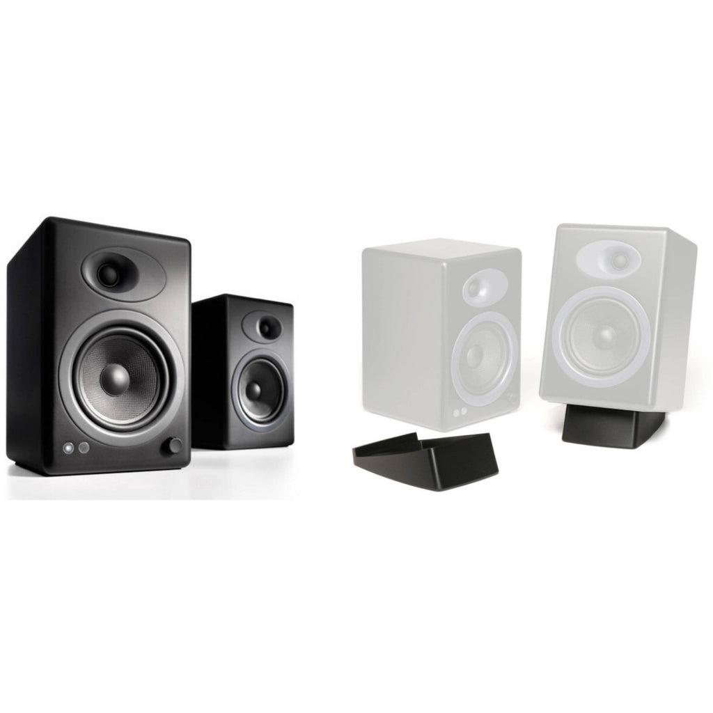 Audioengine A5+ Wireless Bookshelf Speakers with DS2 Speaker Stands (Black)