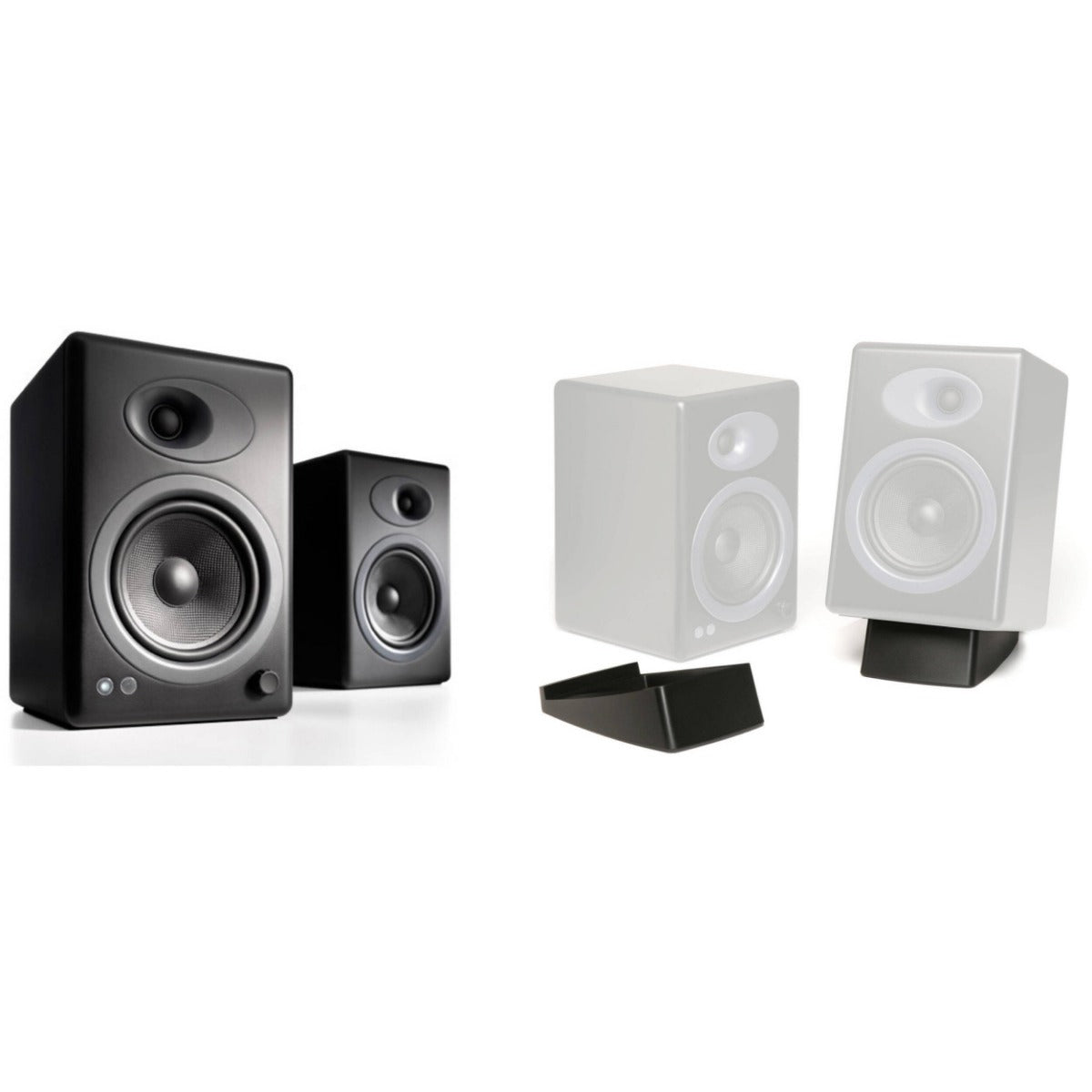 Audioengine A5+ Wireless Bookshelf Speakers with DS2 Speaker Stands (Black)