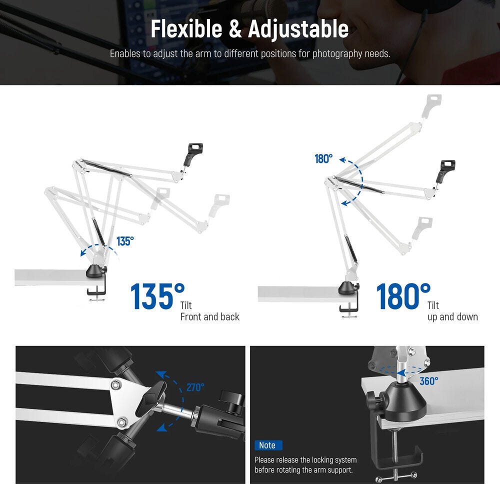 NEEWER NW-35 Adjustable Microphone Boom Arm