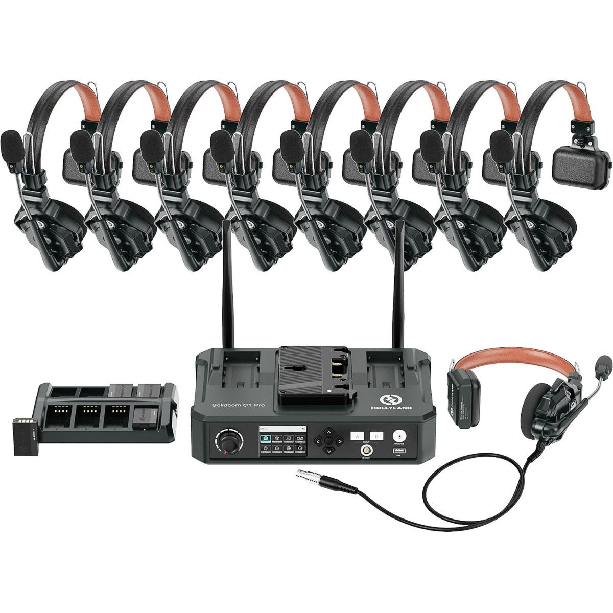 Hollyland Solidcom C1 Pro Full-Duplex ENC Intercom System with 9X Headsets & Hub