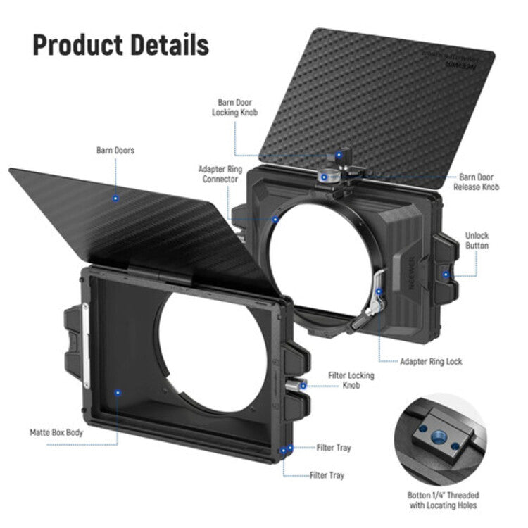 NEEWER PG002 Mini Mattebox with 4x5.65 Filter Tray & 67/72/77/82 Adapter Ring