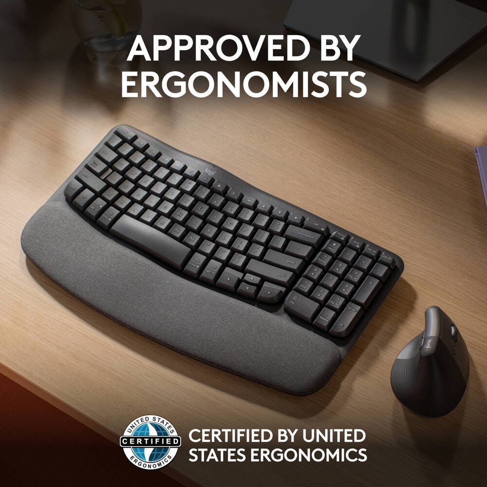 Logitech Wave Keys Wireless Ergonomic Keyboard (Graphite)