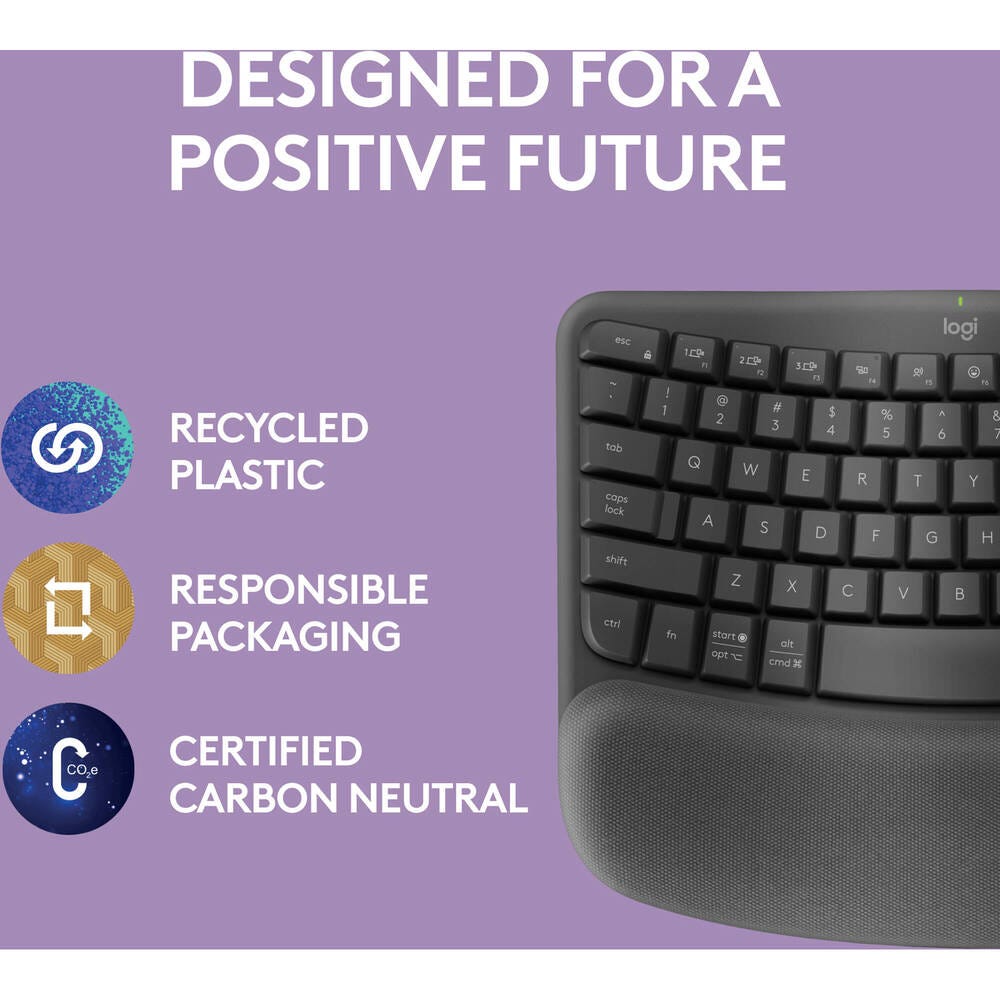 Logitech Wave Keys Wireless Ergonomic Keyboard (Graphite)