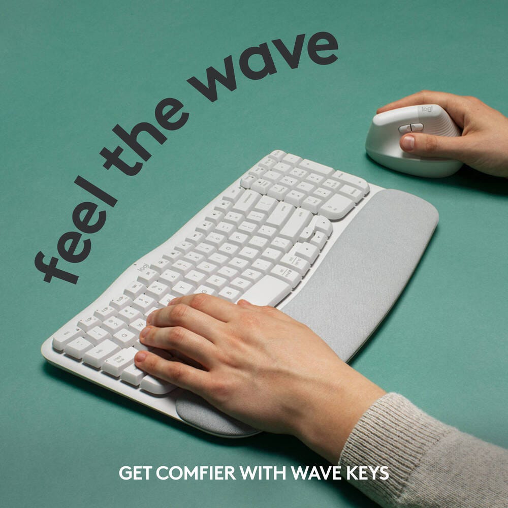 Logitech Wave Keys Wireless Ergonomic Keyboard (Off White)