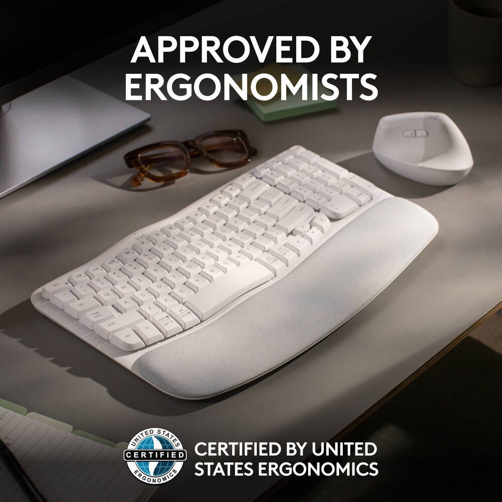 Logitech Wave Keys Wireless Ergonomic Keyboard (Off White)