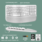 Logitech Wave Keys Wireless Ergonomic Keyboard (Off White)