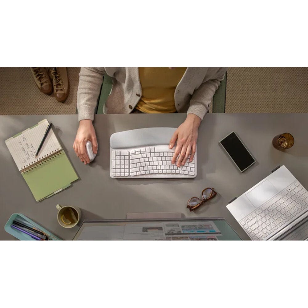 Logitech Wave Keys Wireless Ergonomic Keyboard (Off White)