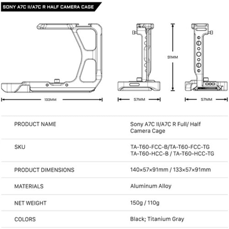 Tilta Sony A7C II/A7C R Semi-Cage - Black