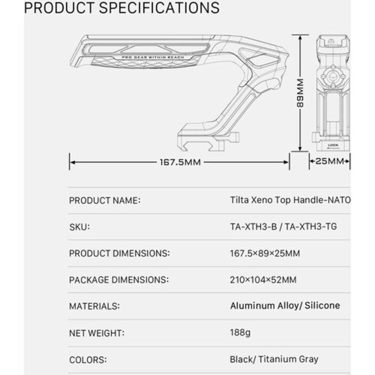 Tilta Iron Head Xeno Handheld - NATO Connector - Black