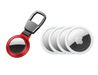 Apple AirTag 4 Pack with Magnetic Metal Cover Key Ring (Red)