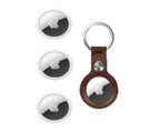 Apple AirTag 4 Pack with PU Leather Key Ring (Brown)