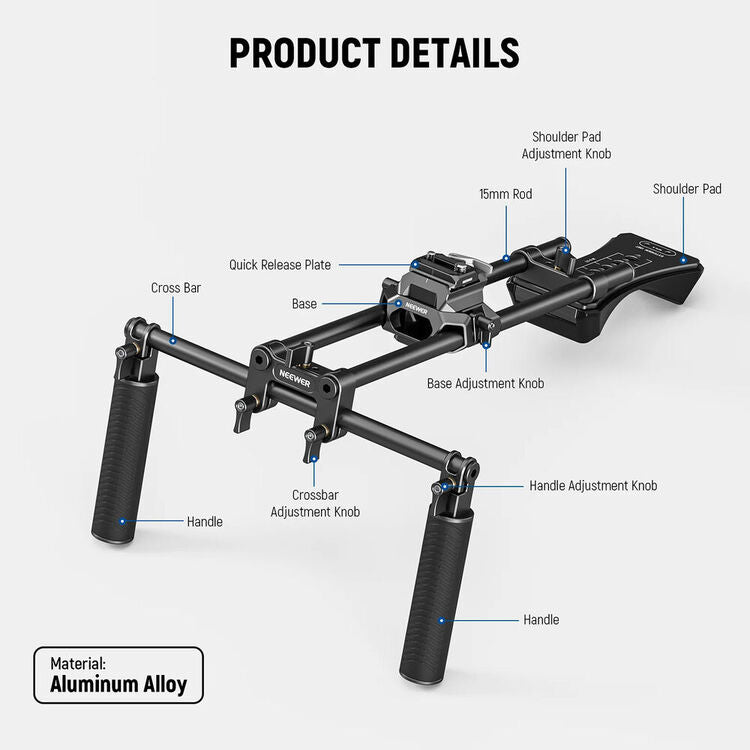 NEEWER SR007 Universal Shoulder Rig with Arca-Swiss QR System