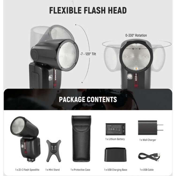 NEEWER Z2-C TTL Round Head Flash Speedlite - Canon