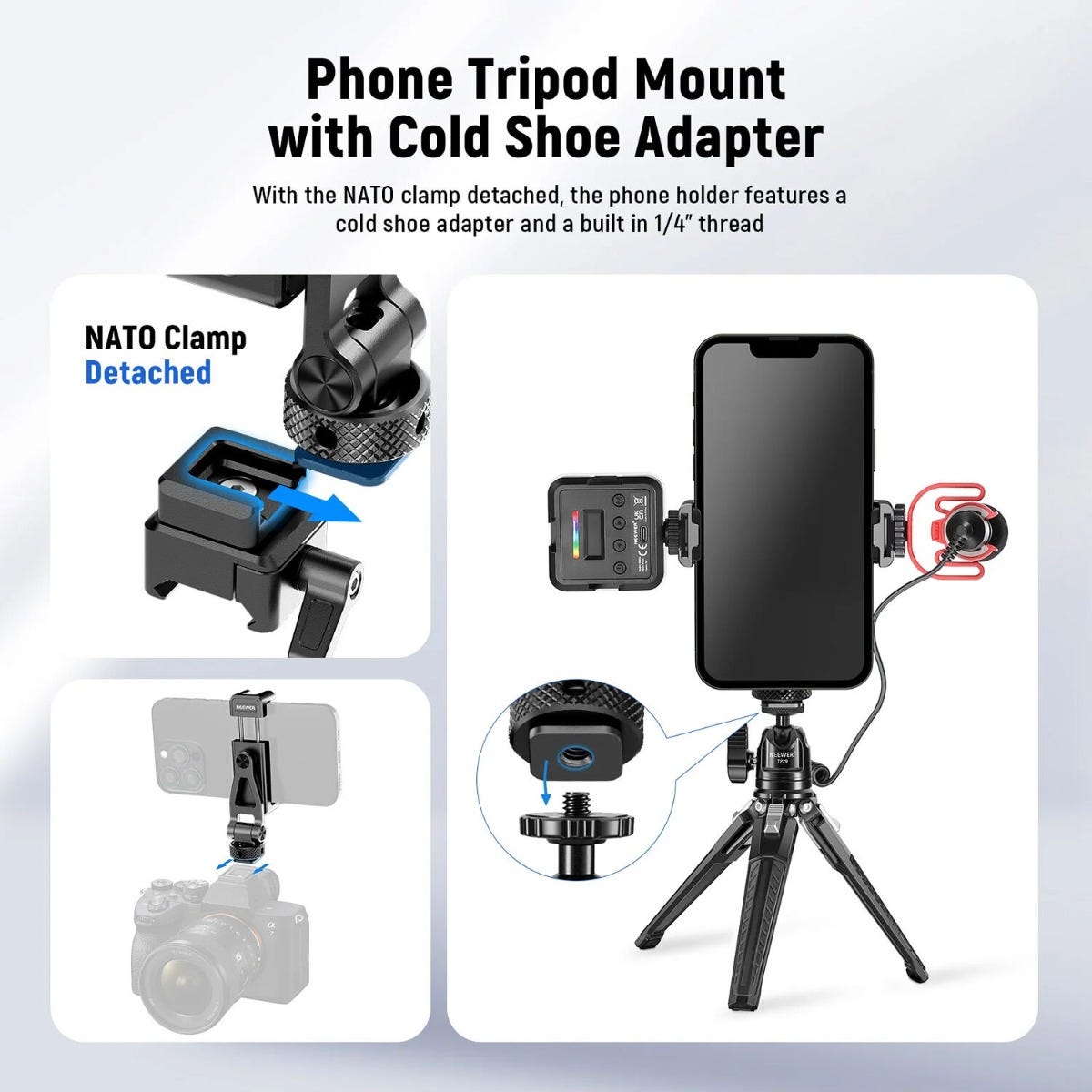 NEEWER Rotatable Phone Clamp for DJI RS Gimbals