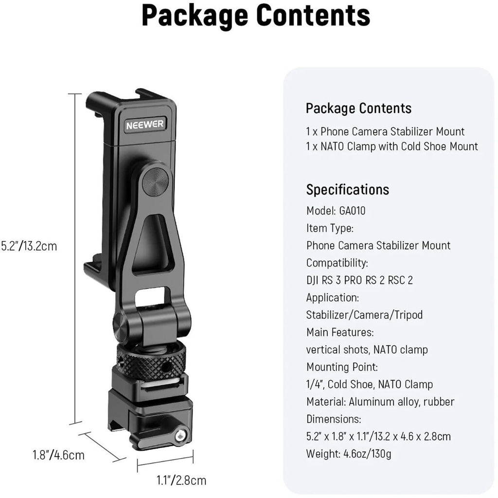 NEEWER Rotatable Phone Clamp for DJI RS Gimbals