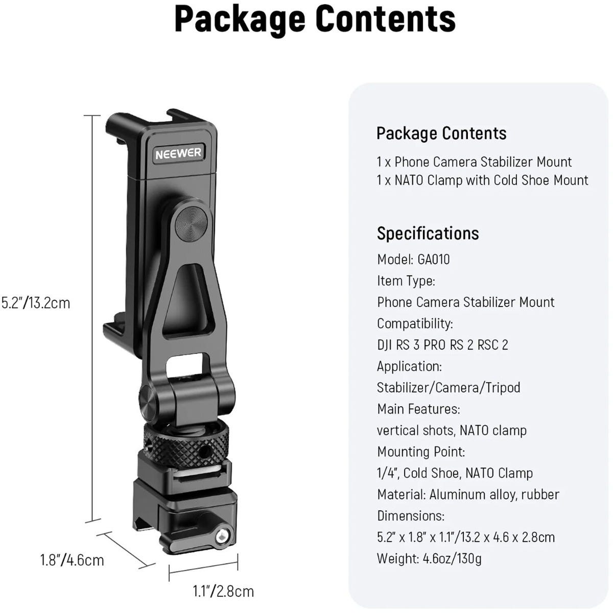 NEEWER Rotatable Phone Clamp for DJI RS Gimbals
