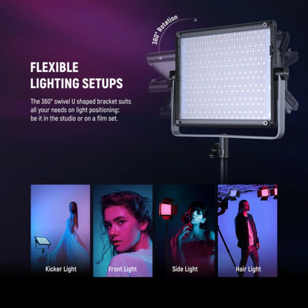 NEEWER RGB1200 LED Video Light with Light Stand - 2 Pack