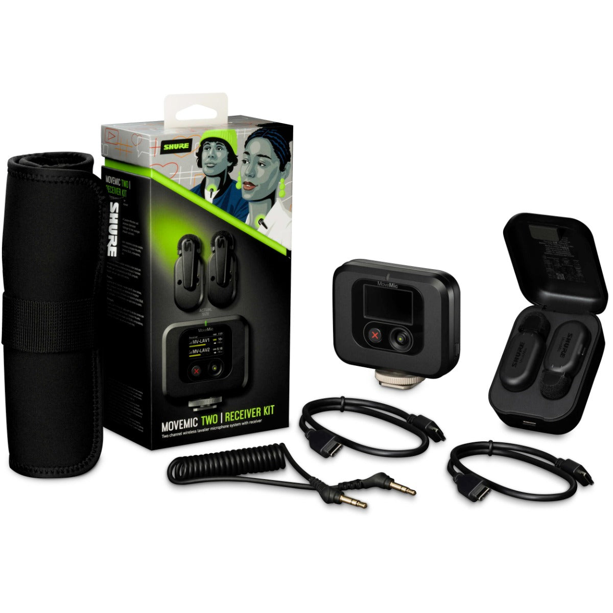 Shure MoveMic Two Receiver Kit - Two-Channel Wireless Lavalier Microphone System