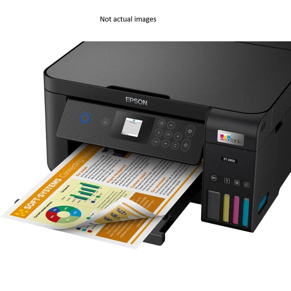 Used Epson EcoTank ET-2850 4 Colour Multifunction Printer SN XAFE022210