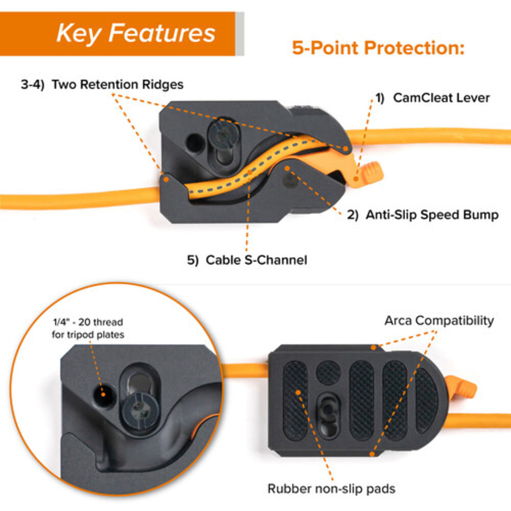 Tether Tools Tetherguard Leverlock Plate + USB-C 4.6m Orange Right Angle Org Kit 