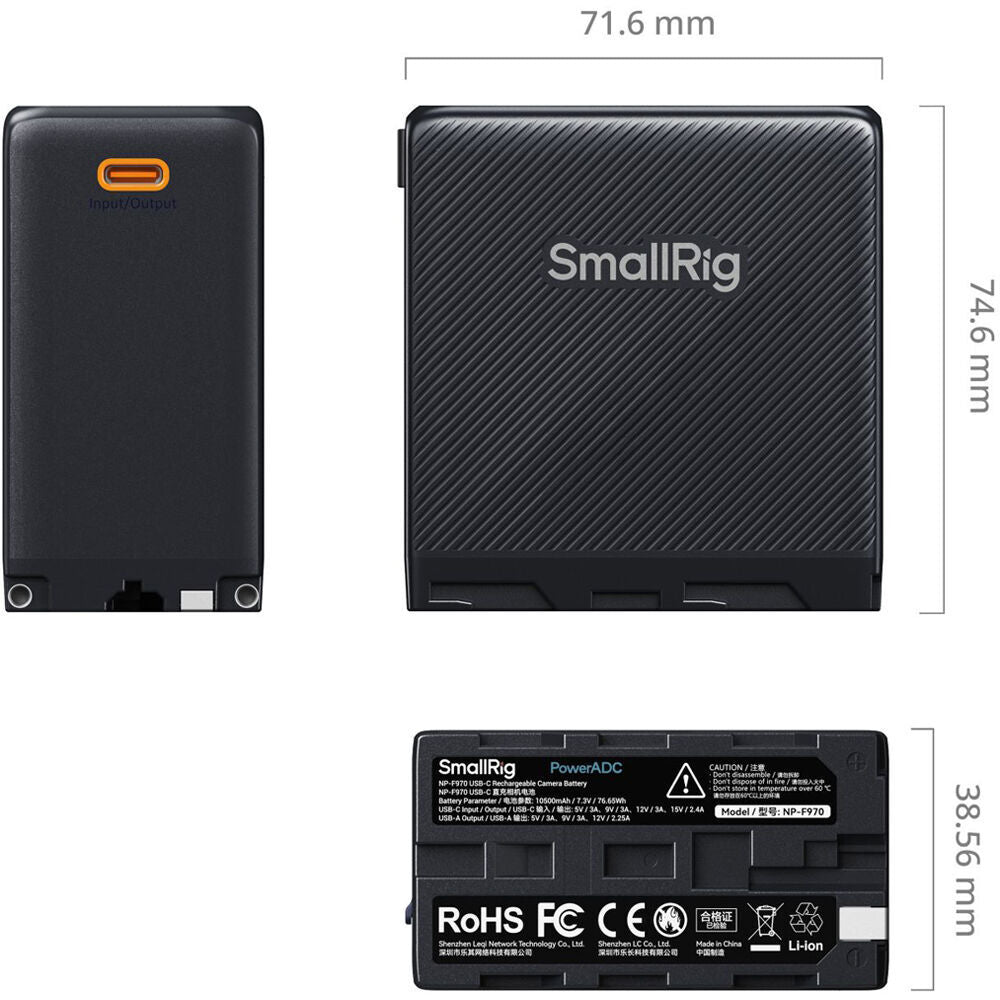SmallRig NP-F970 USB-C Rechargeable Camera Battery (Black) 4469
