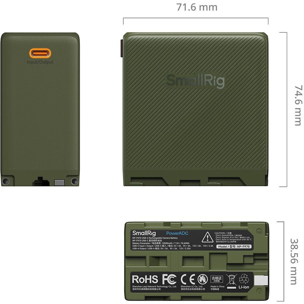 SmallRig NP-F970 USB-C Rechargeable Camera Battery (Green) 4577