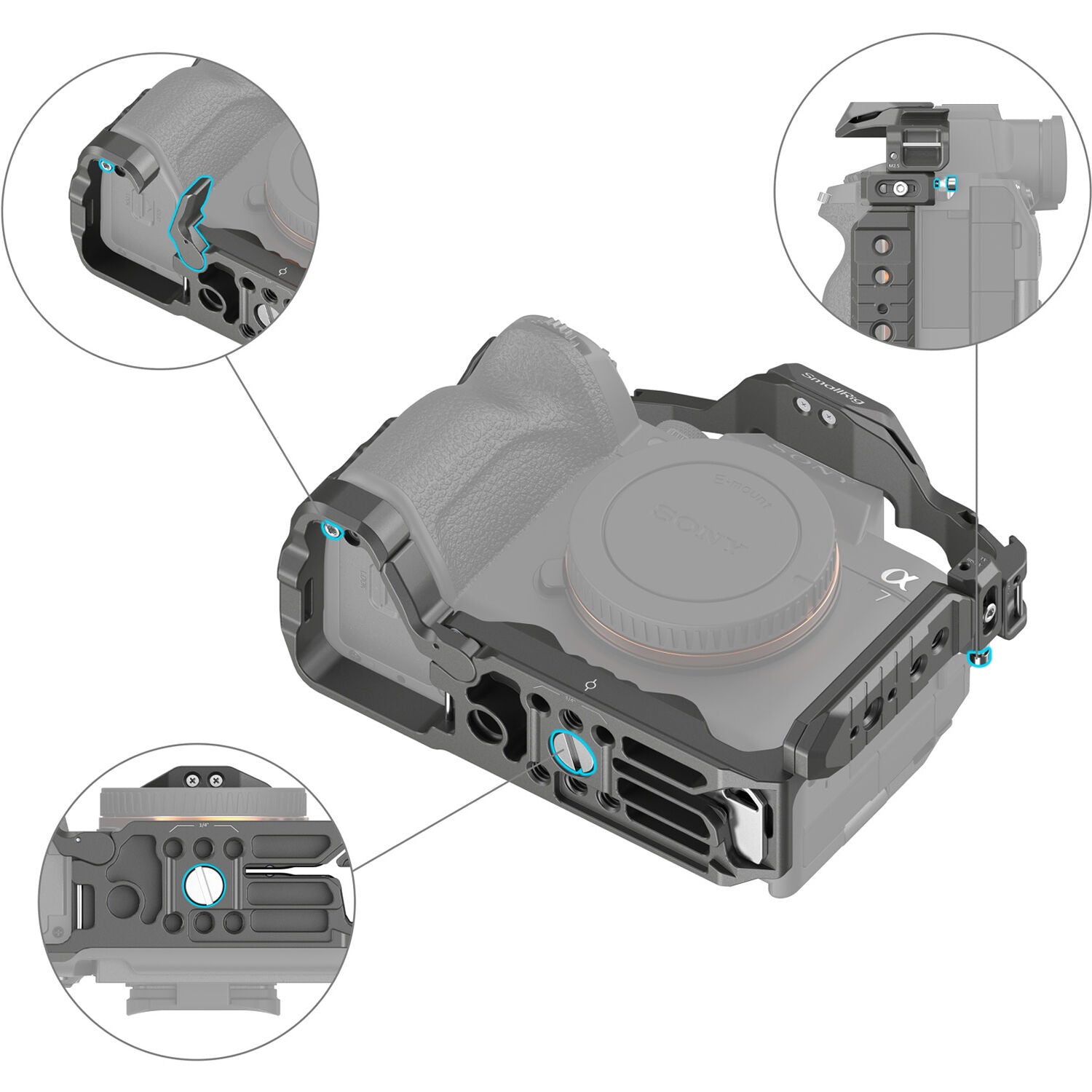 SmallRig HawkLock Quick Release Advanced Cage Kit for Sony Alpha 7R V / Alpha 7 IV / 