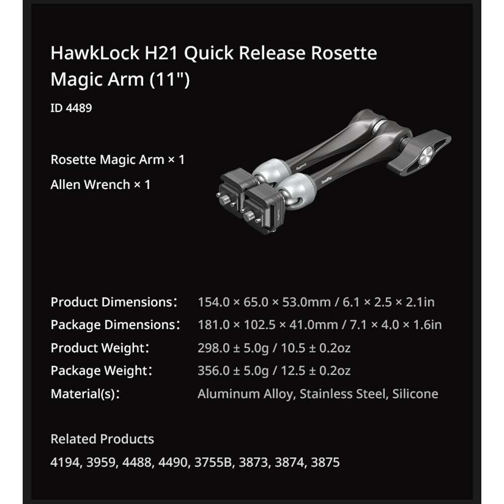 SmallRig HawkLock H21 Quick Release Rosette Magic Arm (11") 4489
