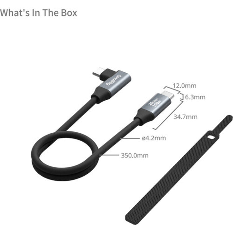 SmallRig USB-C (Straight) to USB-C (Angled) Data Cable (35cm / 13.8in) 4790