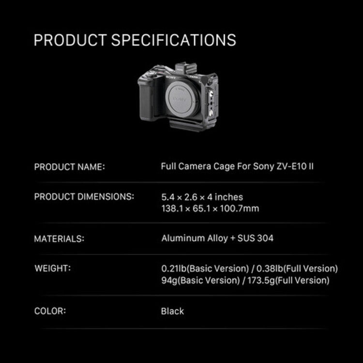 Tilta Iron Head Sony ZV-E10 II Full Cage - Black