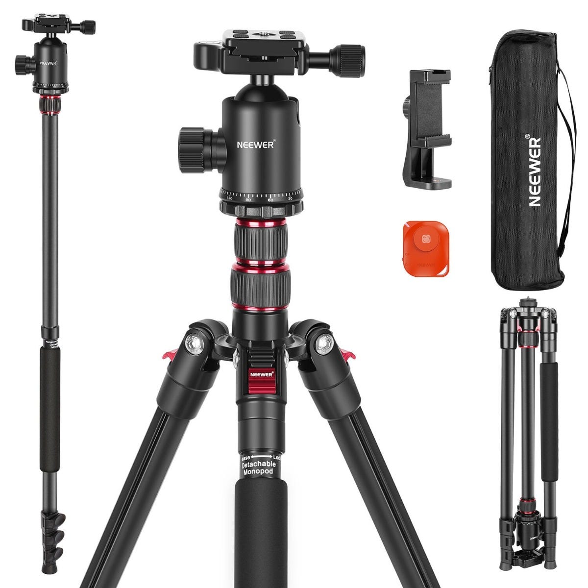 NEEWER TP77 1.95m Aluminium Tripod with Ball Head and Remote