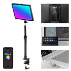 NEEWER GL25C RGB Streaming Key Panel Light with Desk Stand