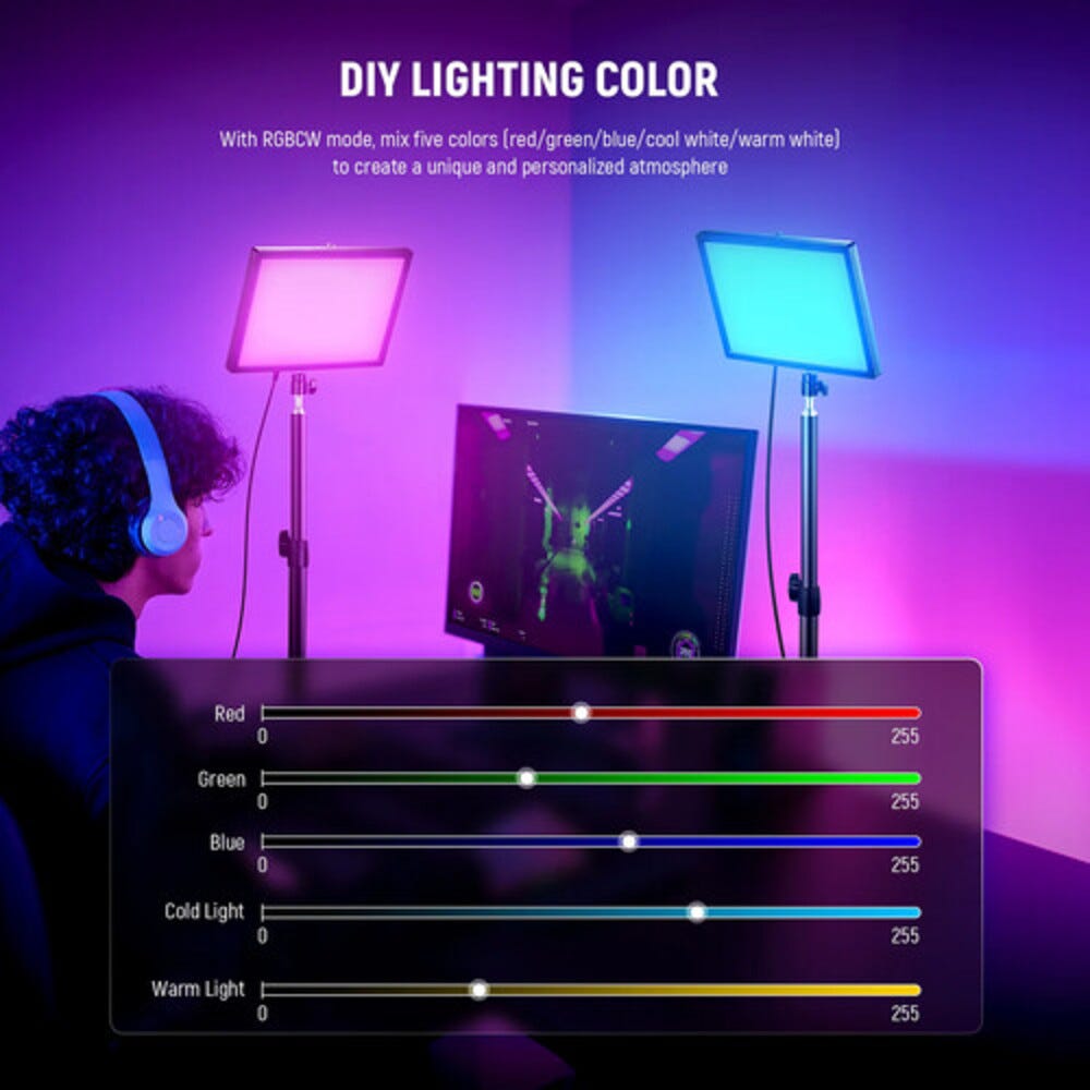 NEEWER GL25C RGB Streaming Key Panel Light with Desk Stand